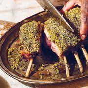 Grilled lamb with collard-almond pesto thumbnail